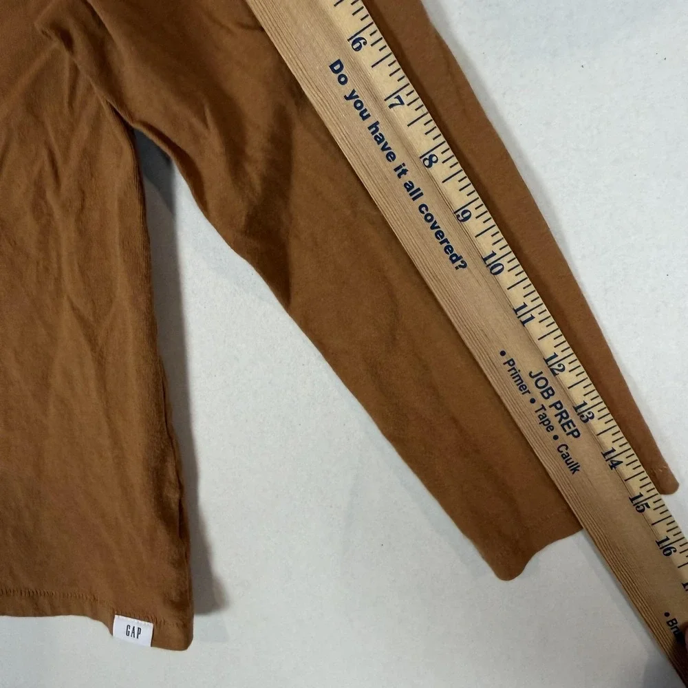 Gap Shirt Kids S 6-7 Brown Solid Long Sleeve Crewneck Pocket Tee Jersey Top